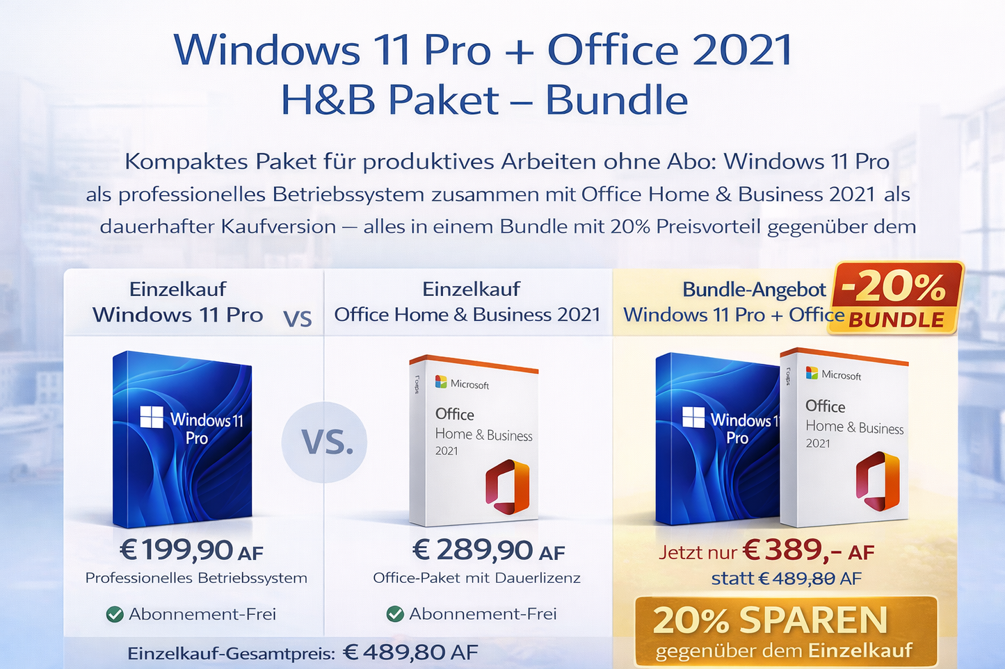 Windows 11 Pro + Office 2021 H&B Paket – Bundle
