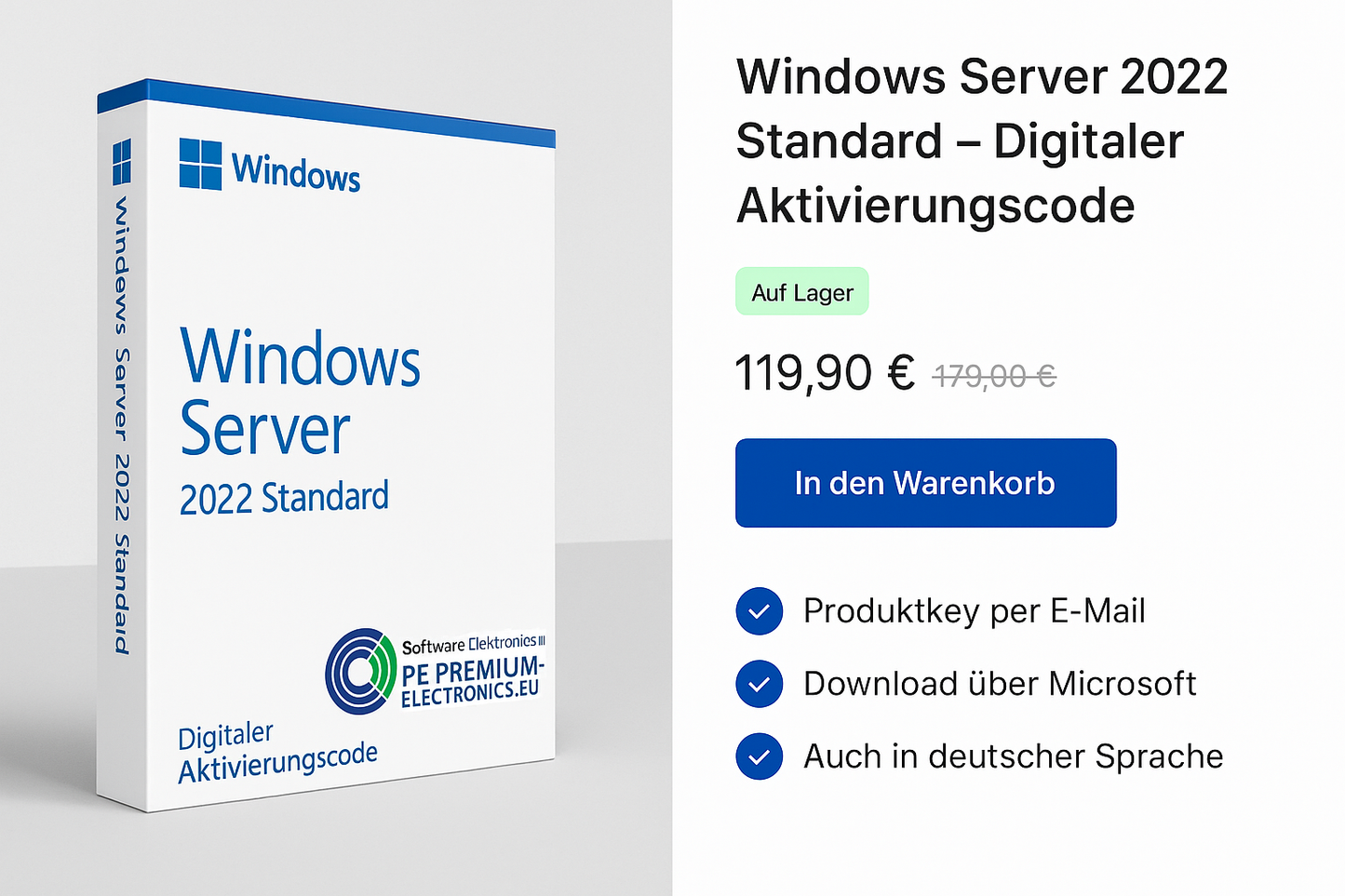 Windows Server 2022 Standard/Essentials – Aktivierungscode (Digitaler Code)