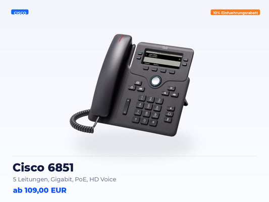 Cisco 6851 – 5 Leitungen, Gigabit, PoE, HD Voice