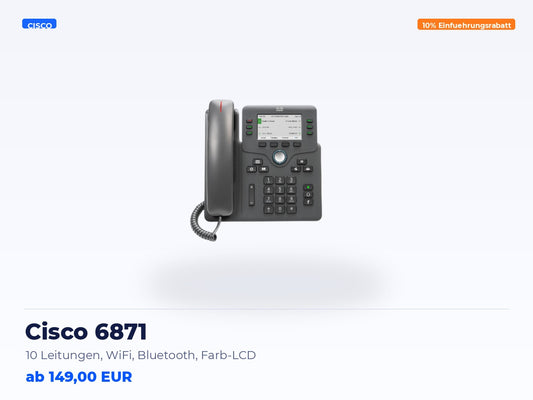 Cisco 6871 – 10 Leitungen, WiFi, Bluetooth, Farb-LCD