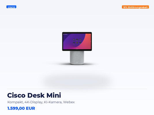 Cisco Desk Mini – Kompakt, 4K-Display, KI-Kamera, Webex