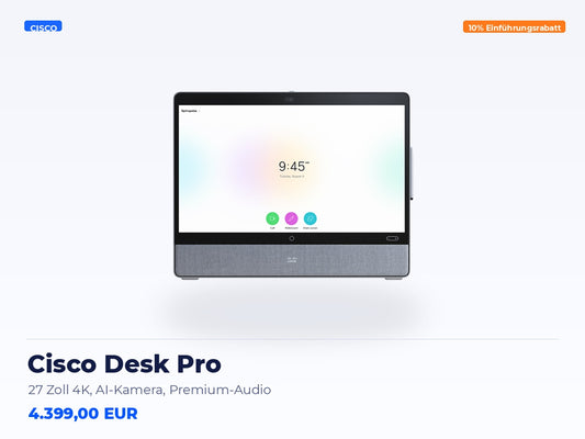 Cisco Desk Pro – 27 Zoll 4K, AI-Kamera, Premium-Audio