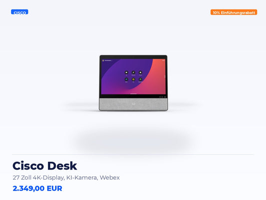 Cisco Desk – 27 Zoll 4K-Display, KI-Kamera, Webex